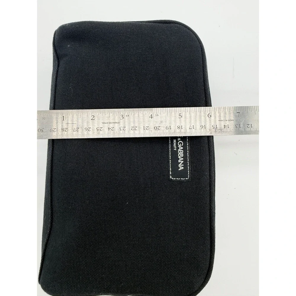 Dolce & Gabbana Beauty Black Canvas Makeup Bag Cosmetic Pouch Zip Travel Case
